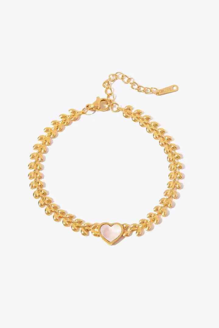 LOVCIA Leaf Chain Heart Bracelet-Bracelets-LOVCIA