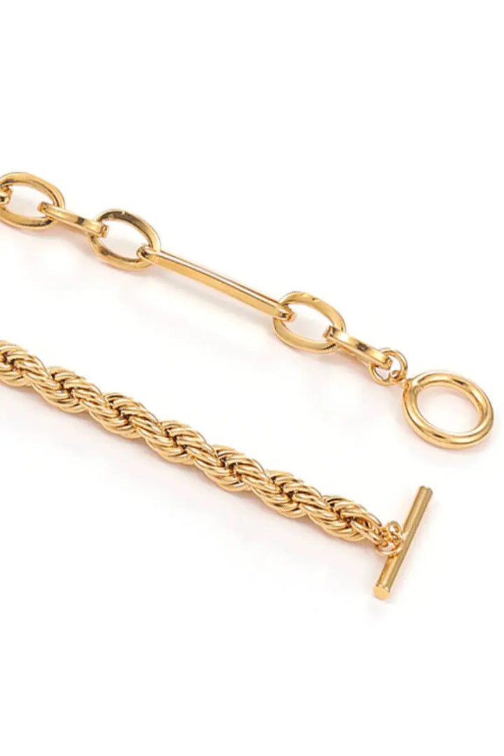 LOVCIA Toggle Clasp Twisted Chain Bracelet-Bracelets-LOVCIA