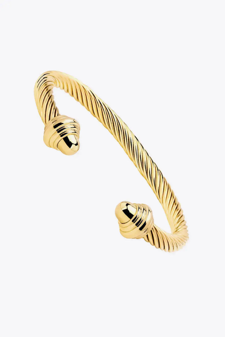 LOVCIA Stainless Steel Twisted Open Bracelet-Bracelets-LOVCIA