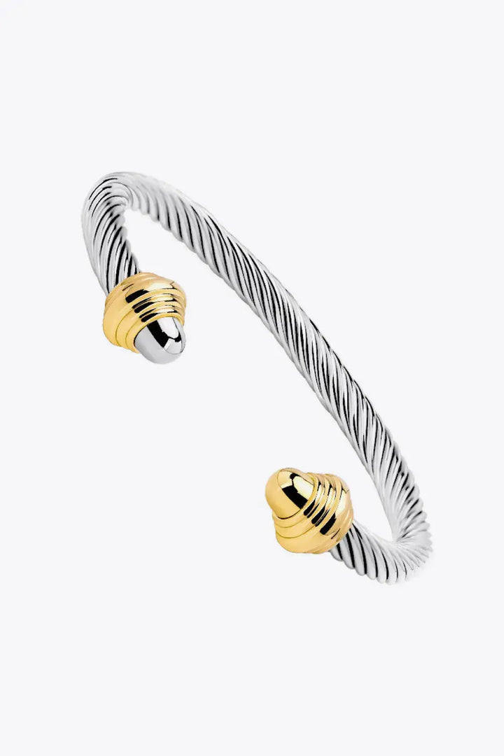 LOVCIA Stainless Steel Twisted Open Bracelet-Bracelets-LOVCIA