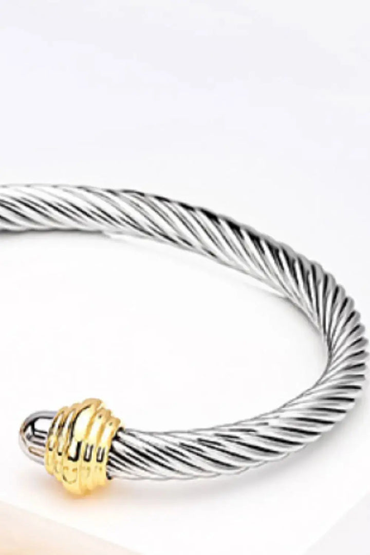 LOVCIA Stainless Steel Twisted Open Bracelet-Bracelets-LOVCIA