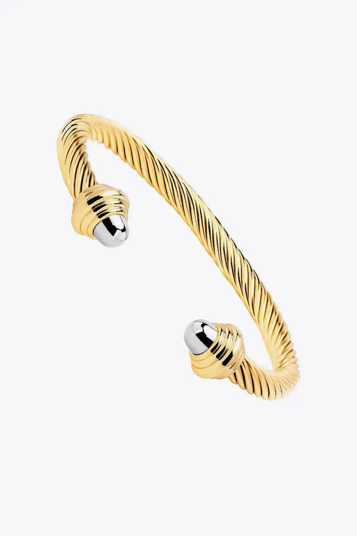 LOVCIA Stainless Steel Twisted Open Bracelet-Bracelets-LOVCIA