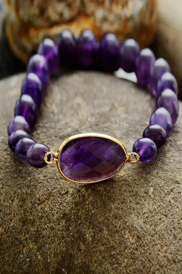 LOVCIA Handmade Amethyst Beaded Bracelet-Bracelets-LOVCIA