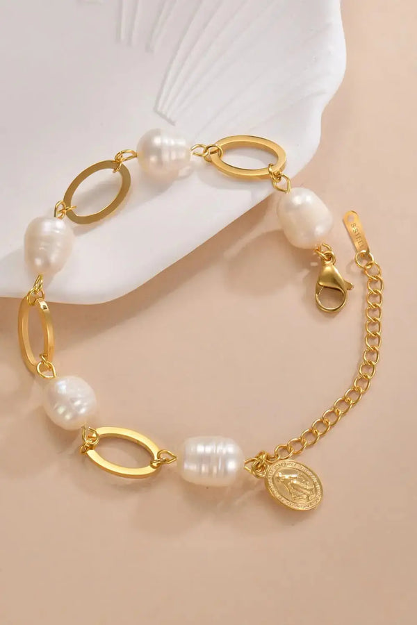 LOVCIA 14K Gold-plated Lobster Closure Freshwater Pearl Bracelet-Bracelets-LOVCIA