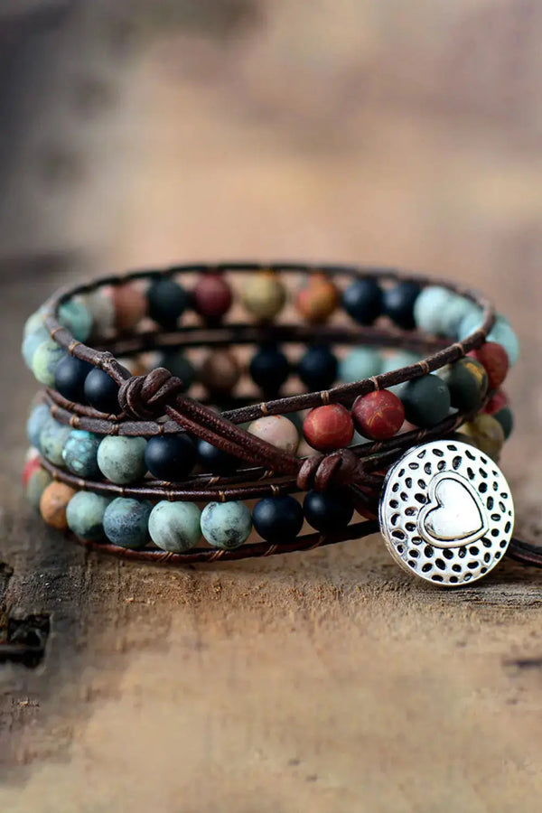 LOVCIA Handmade Triple Layer Beaded Agate Bracelet-Bracelets-LOVCIA