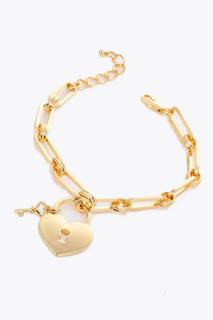 LOVCIA 5-Piece Wholesale Heart Lock Charm Chain Bracelet-Bracelets-LOVCIA