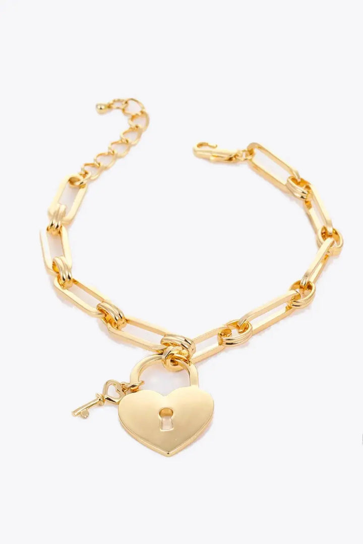 LOVCIA 5-Piece Wholesale Heart Lock Charm Chain Bracelet-Bracelets-LOVCIA