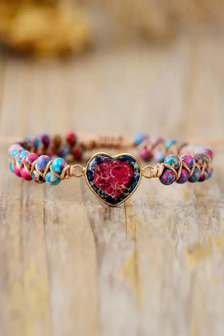 LOVCIA Handmade Heart Shape Natural Stone Bracelet-Bracelets-LOVCIA