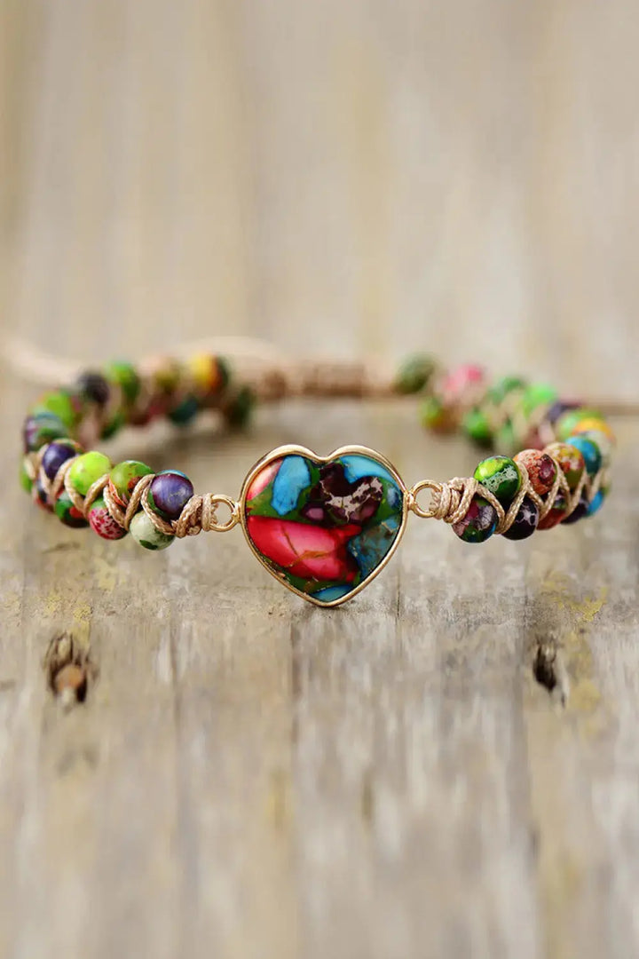 LOVCIA Handmade Heart Shape Natural Stone Bracelet-Bracelets-LOVCIA