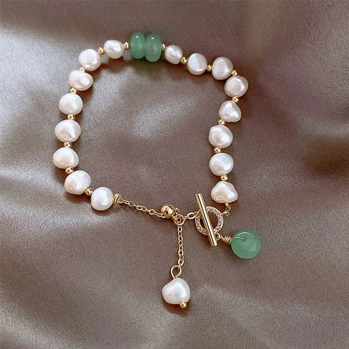 LOVCIA Pearl Green Stone Link Bracelet-Bracelets-LOVCIA