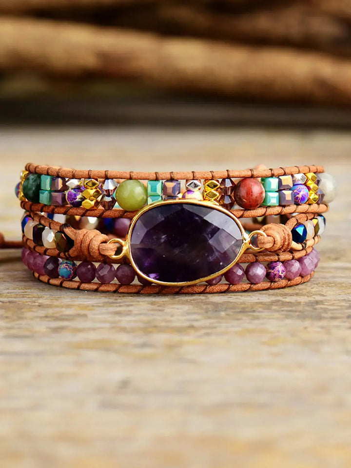 LOVCIA Triple-Layer Amethyst Bracelet-Bracelets-LOVCIA