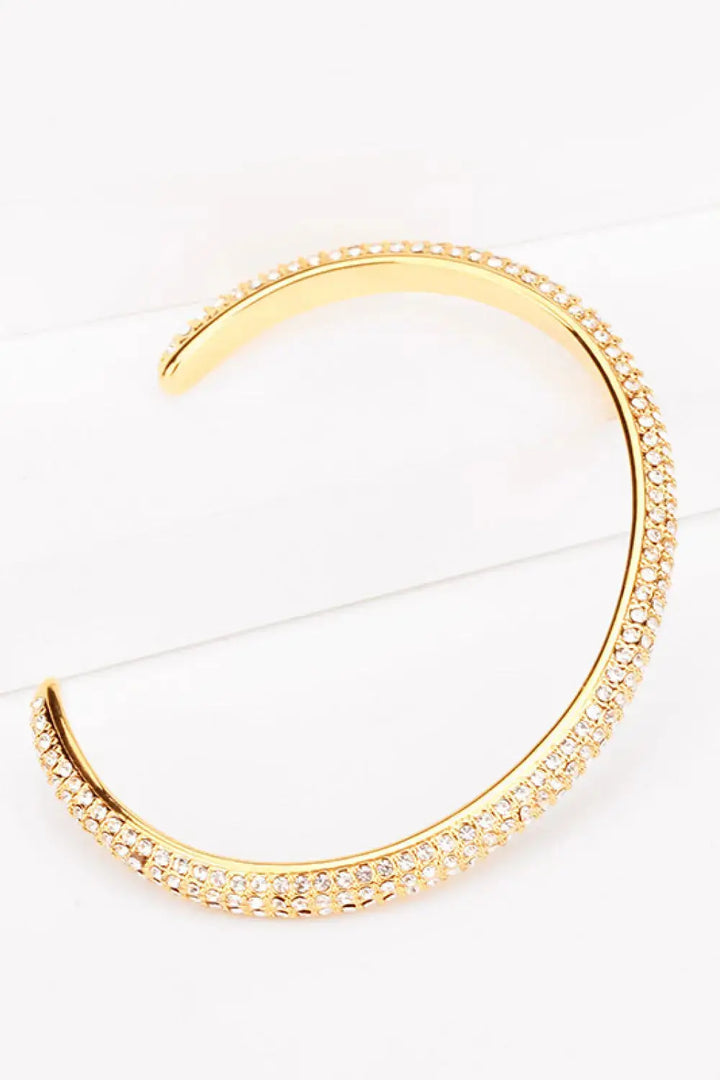 LOVCIA 18K Gold-Plated Rhinestone Open Bracelet-Bracelets-LOVCIA