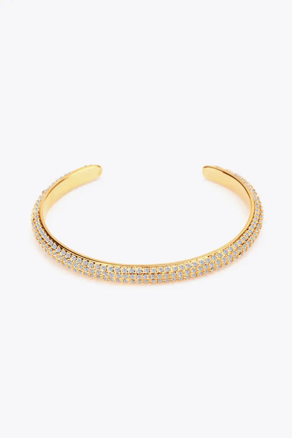 LOVCIA 18K Gold-Plated Rhinestone Open Bracelet-Bracelets-LOVCIA