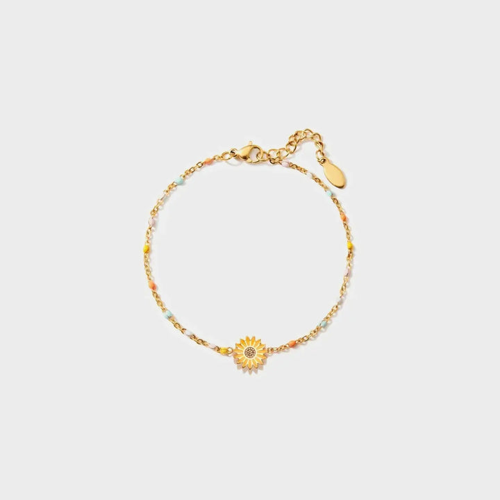 LOVCIA Sunflower Shape 18K Gold-Plated Bead Bracelet-Bracelets-LOVCIA