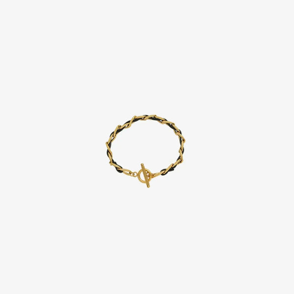 LOVCIA 18K Gold-Plated Leather Chain Bracelet-Bracelets-LOVCIA