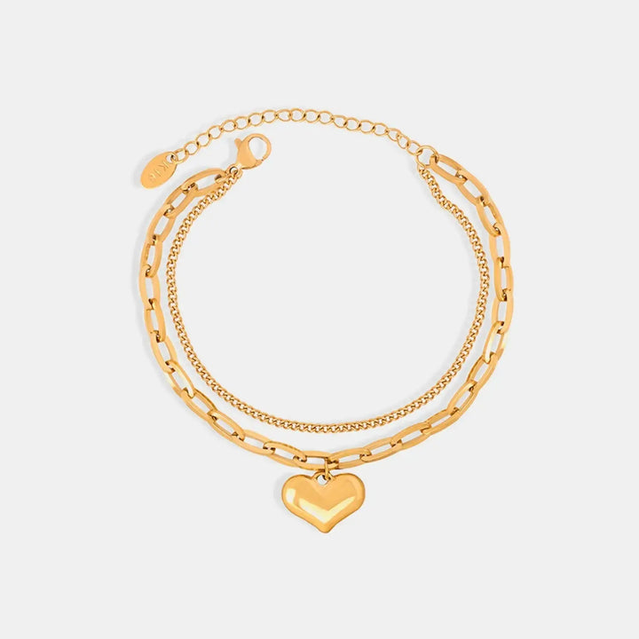 LOVCIA Heart Shape Lobster Closure Chain Bracelet-Bracelets-LOVCIA