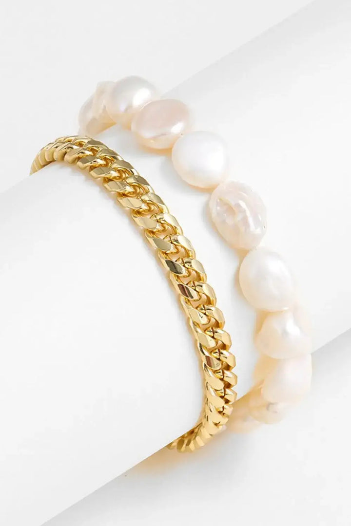 LOVCIA Two-Tone Double-Layered Bracelet-Bracelets-LOVCIA