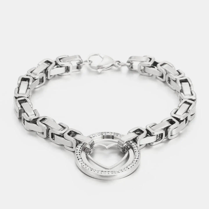 LOVCIA Stainless Steel Inlaid Zircon Cutout Heart Bracelet-Bracelets-LOVCIA