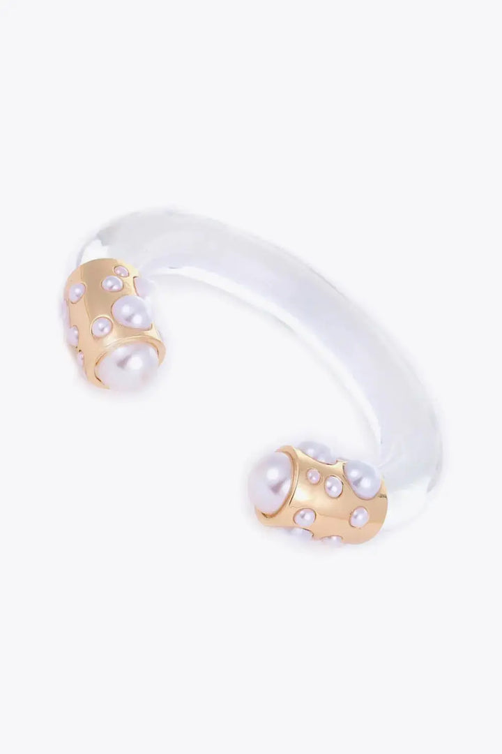 LOVCIA Inlaid Pearl Open Bracelet-Bracelets-LOVCIA