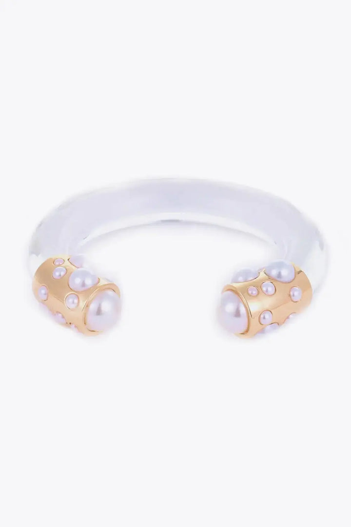 LOVCIA Inlaid Pearl Open Bracelet-Bracelets-LOVCIA