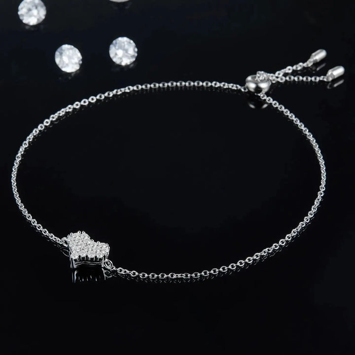 LOVCIA Moissanite 925 Sterling Silver Heart Bracelet-Bracelets-LOVCIA