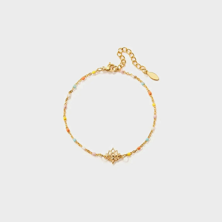 LOVCIA Lotus Shape 18K Gold-Plated Bead Bracelet-Bracelets-LOVCIA