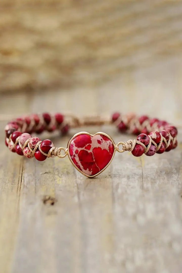 LOVCIA Handmade Heart Shape Natural Stone Bracelet-Bracelets-LOVCIA