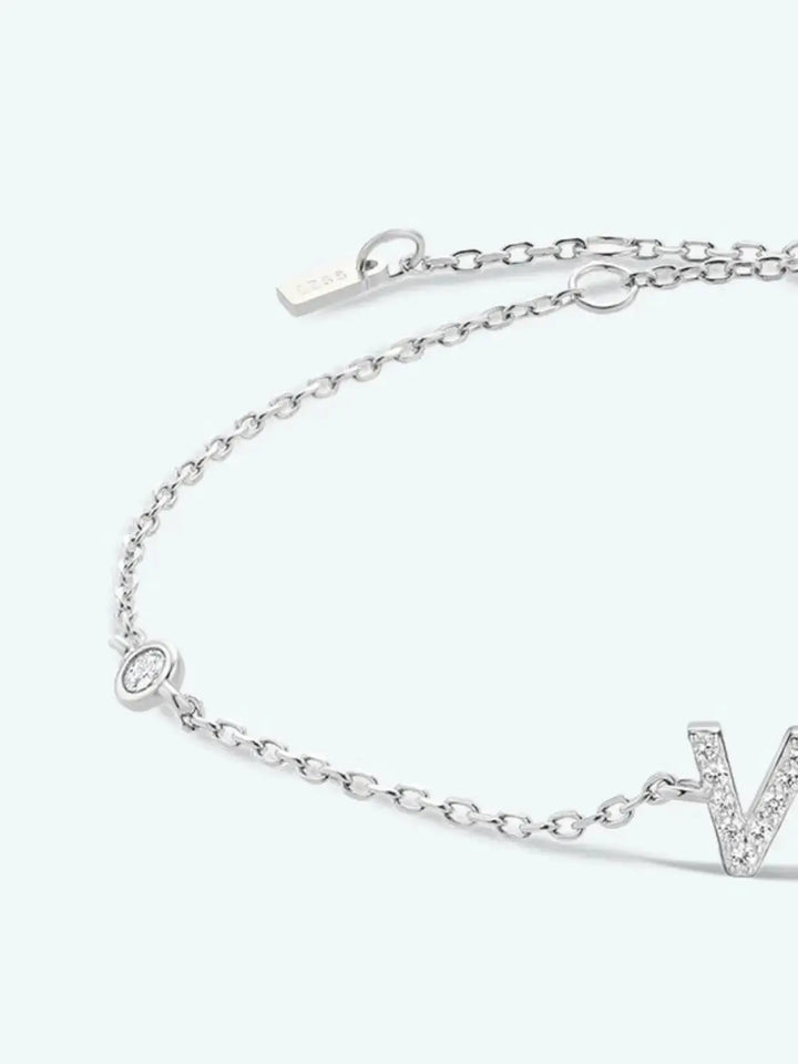 LOVCIA V To Z Zircon 925 Sterling Silver Bracelet-Bracelets-LOVCIA