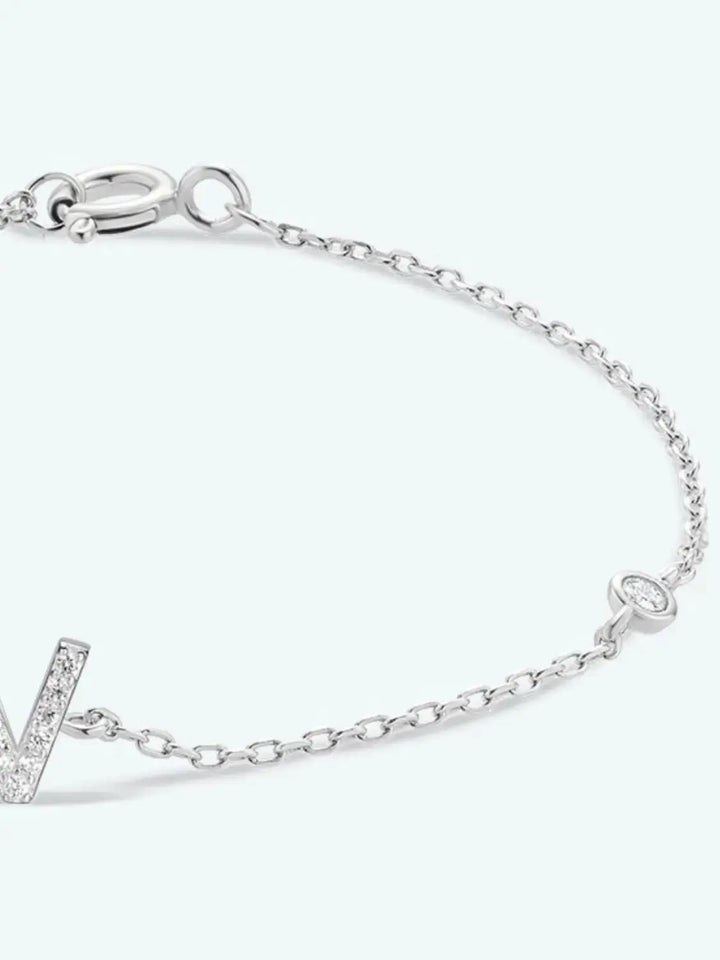 LOVCIA V To Z Zircon 925 Sterling Silver Bracelet-Bracelets-LOVCIA