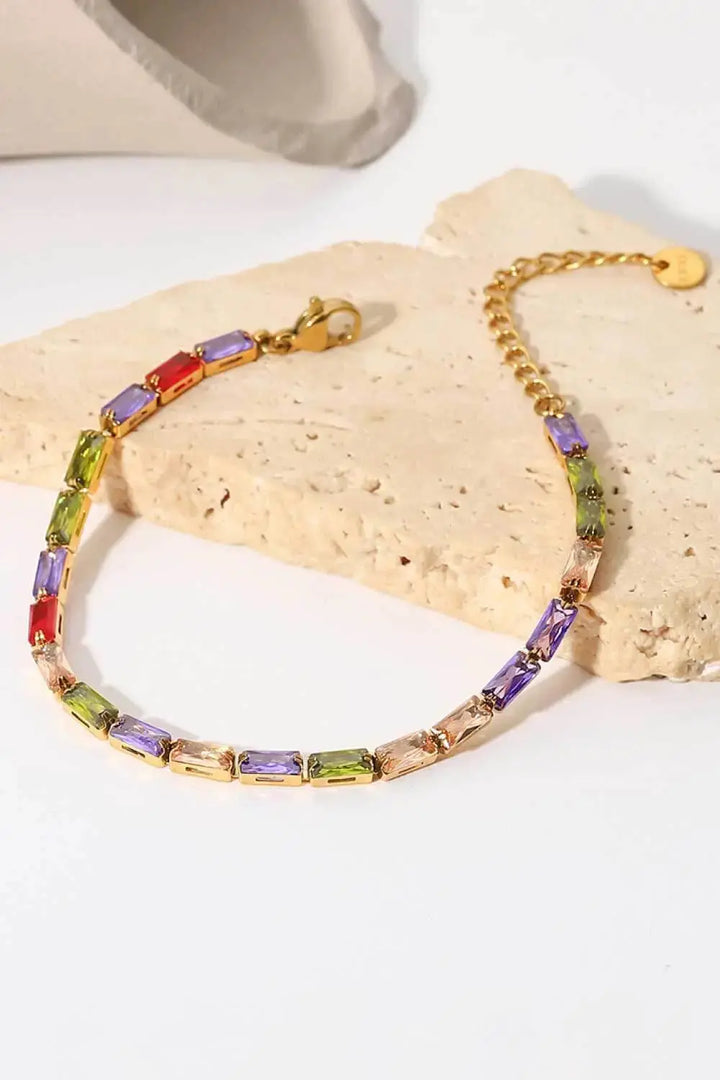 LOVCIA 18K Gold Plated Multicolored Cubic Zirconia Bracelet-Bracelets-LOVCIA