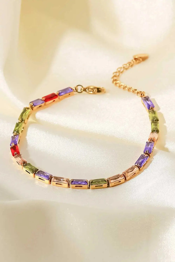 LOVCIA 18K Gold Plated Multicolored Cubic Zirconia Bracelet-Bracelets-LOVCIA