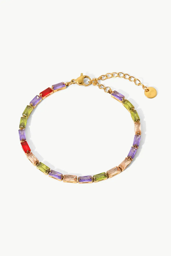 LOVCIA 18K Gold Plated Multicolored Cubic Zirconia Bracelet-Bracelets-LOVCIA