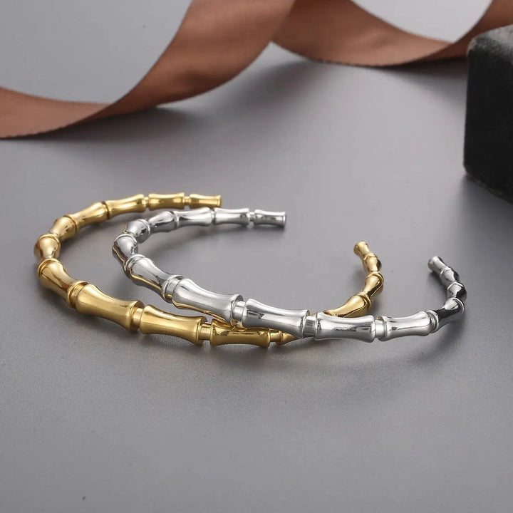 LOVCIA Stainless Steel Bamboo Shape Bracelet-Bracelets-LOVCIA