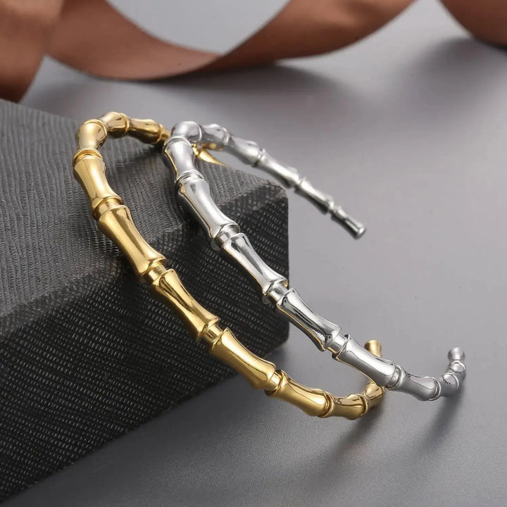 LOVCIA Stainless Steel Bamboo Shape Bracelet-Bracelets-LOVCIA