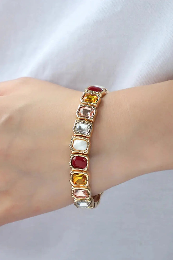 LOVCIA Glass Stone Alloy Bracelet-Bracelets-LOVCIA