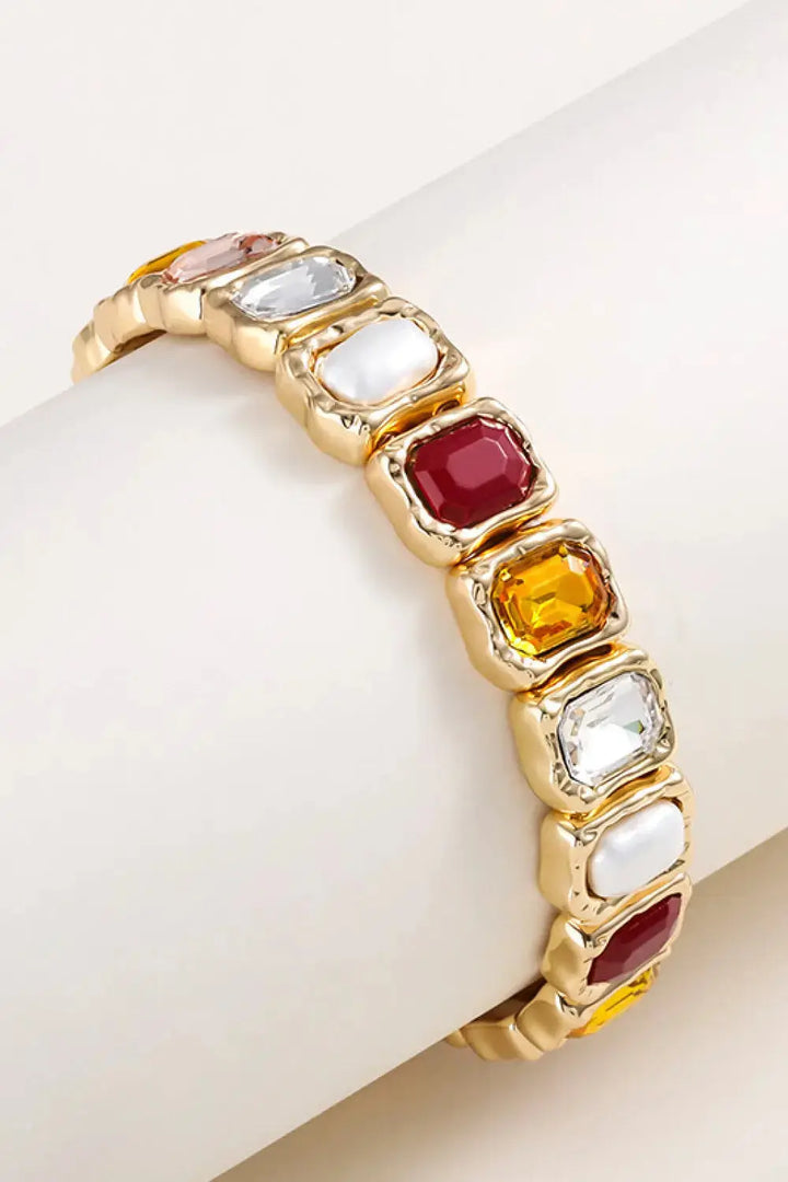 LOVCIA Glass Stone Alloy Bracelet-Bracelets-LOVCIA