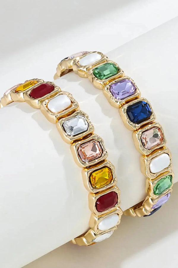 LOVCIA Glass Stone Alloy Bracelet-Bracelets-LOVCIA