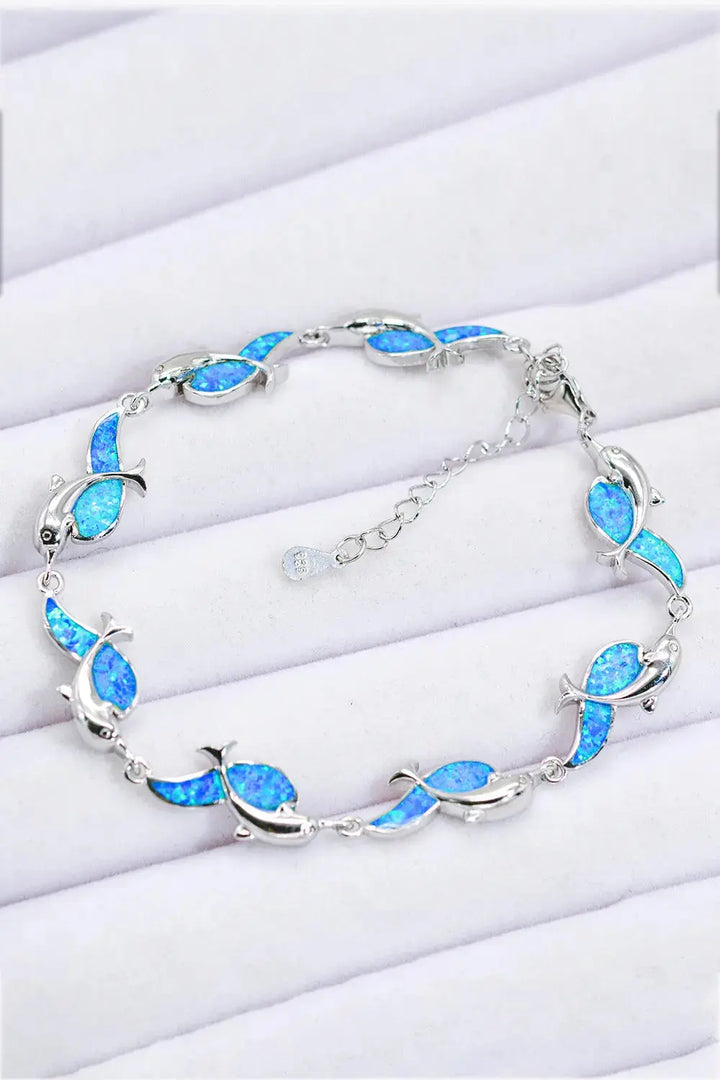 LOVCIA Opal Dolphin 925 Sterling Silver Bracelet-Bracelets-LOVCIA