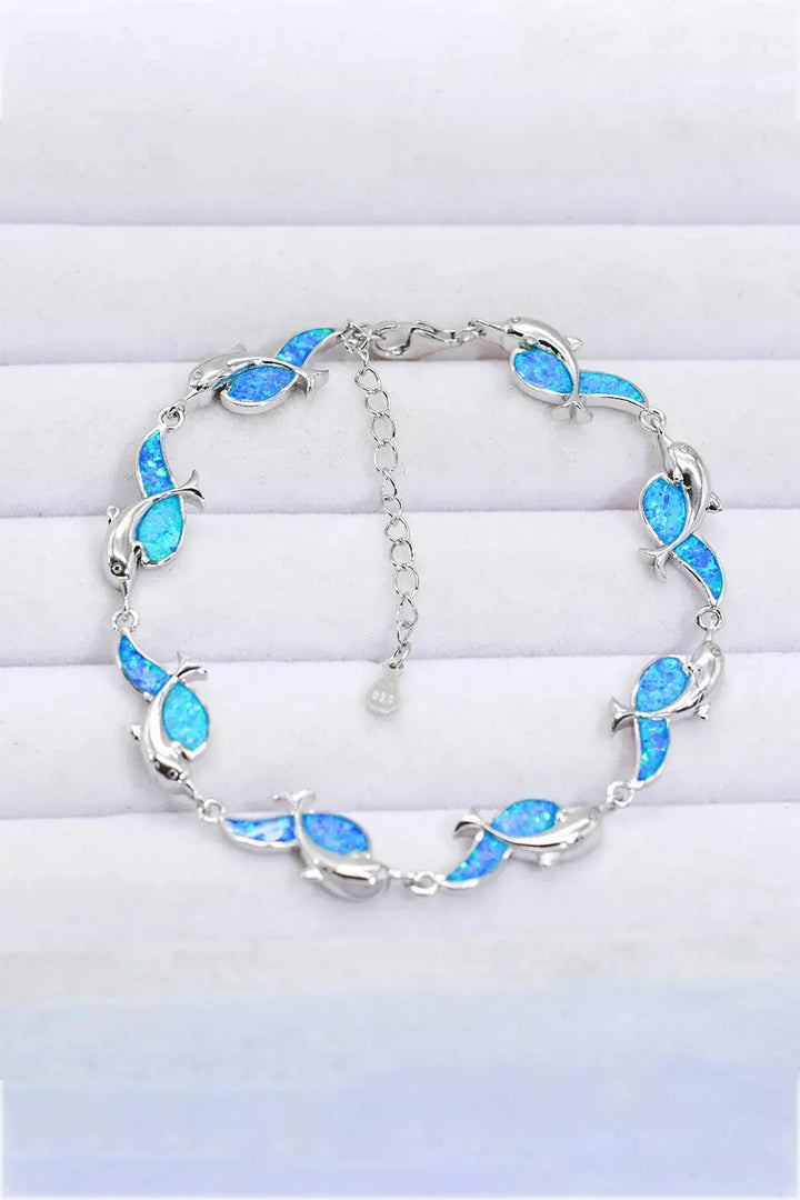 LOVCIA Opal Dolphin 925 Sterling Silver Bracelet-Bracelets-LOVCIA