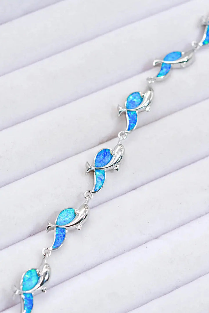 LOVCIA Opal Dolphin 925 Sterling Silver Bracelet-Bracelets-LOVCIA