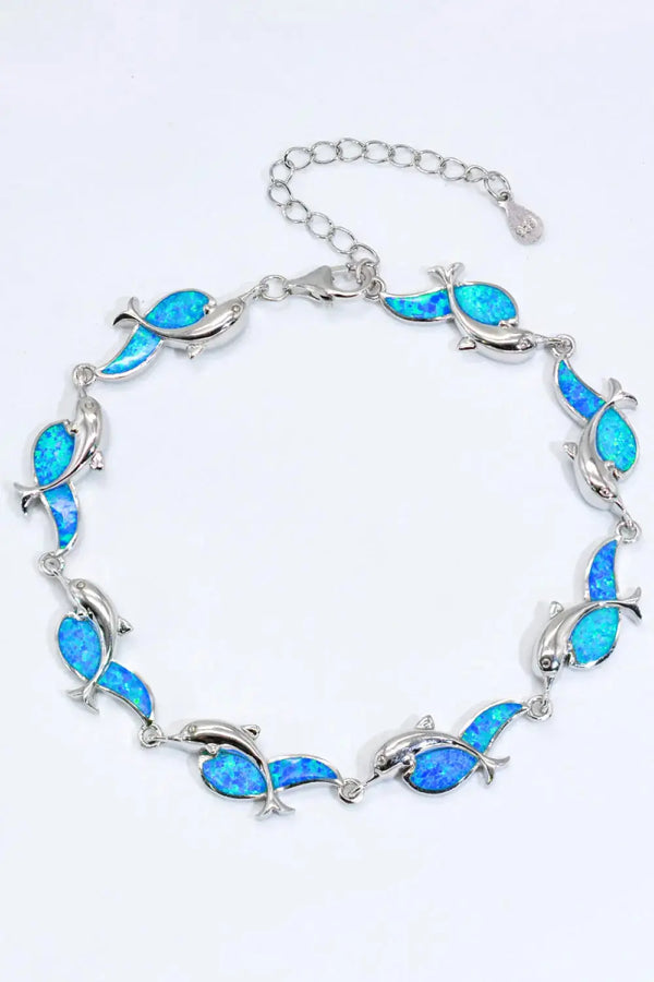 LOVCIA Opal Dolphin 925 Sterling Silver Bracelet-Bracelets-LOVCIA