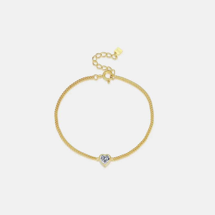 LOVCIA Heart Inlaid Zircon Spring Ring Closure Bracelet-Bracelets-LOVCIA