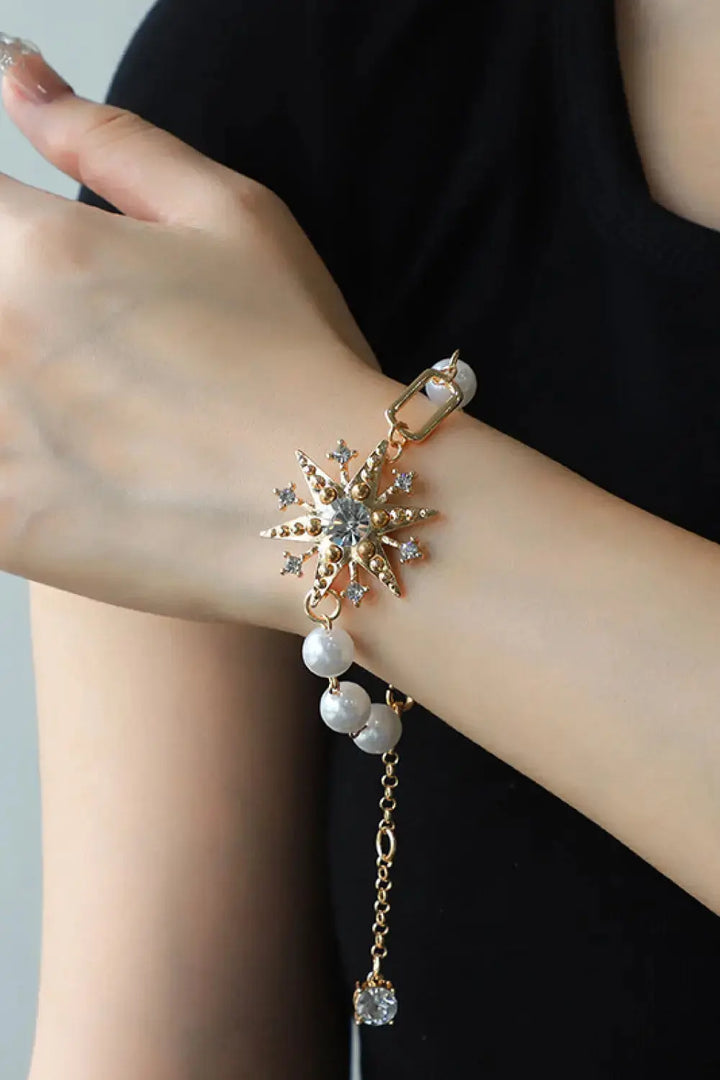 LOVCIA Synthetic Pearl Star Shape Alloy Bracelet-Bracelets-LOVCIA