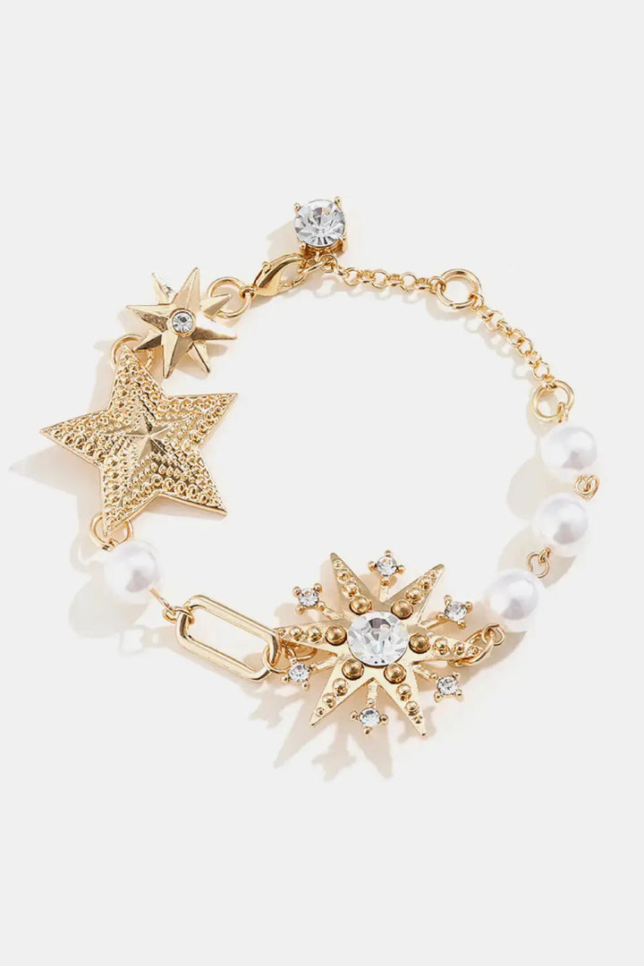 LOVCIA Synthetic Pearl Star Shape Alloy Bracelet-Bracelets-LOVCIA