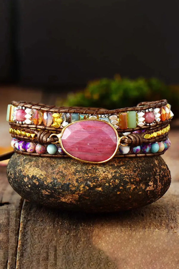 LOVCIA Handmade Crystal Beaded Natural Stone Bracelet-Bracelets-LOVCIA