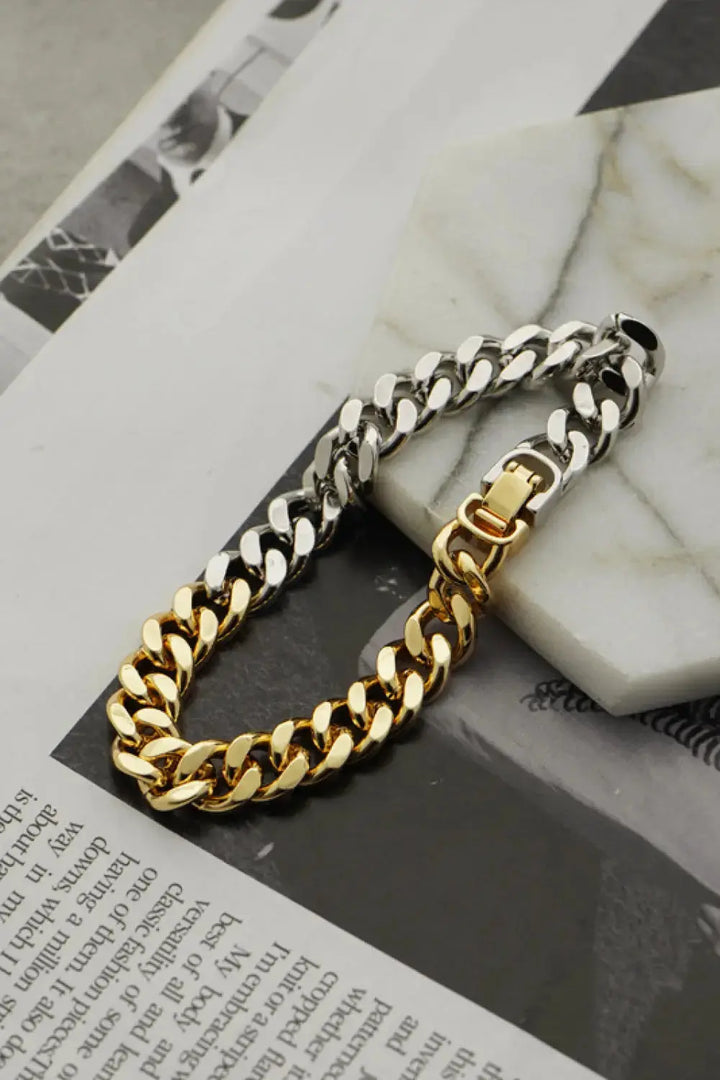 LOVCIA Two-Tone Chunky Chain Bracelet-Bracelets-LOVCIA