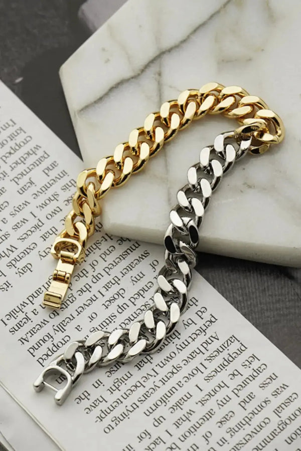 LOVCIA Two-Tone Chunky Chain Bracelet-Bracelets-LOVCIA