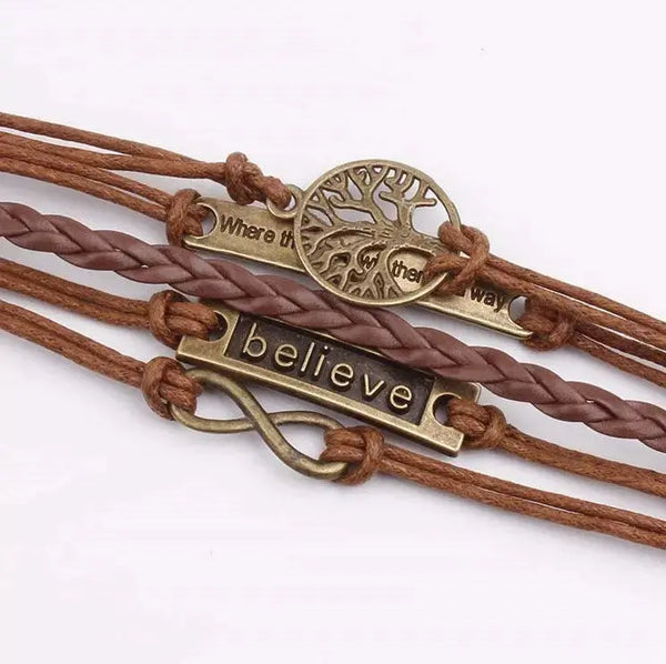 LOVCIA Alloy PU Leather Rope Bracelet-Bracelets-LOVCIA