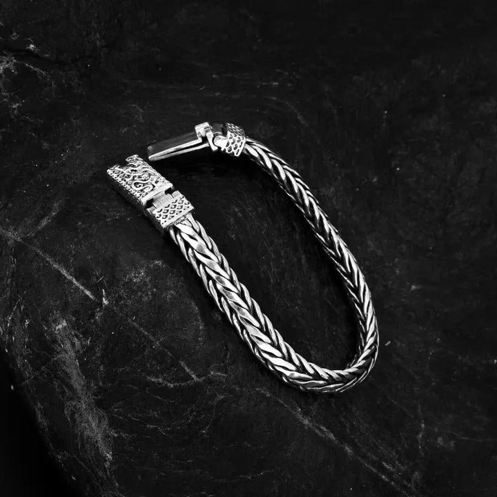 LOVCIA Hand-woven Dragon Pattern Sterling Silver Bracelet for Men-Bracelets-LOVCIA