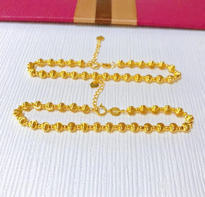 LOVCIA 18K Golden Beads Adjustable Chain Bracelet for Women-Bracelets-LOVCIA